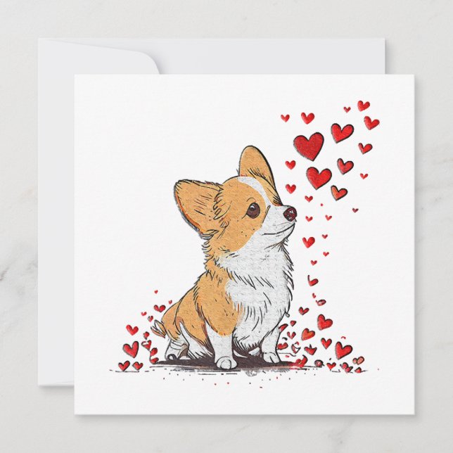 Saint-Valentin Chien Mignon Corgi Fête de la Saint (Devant)