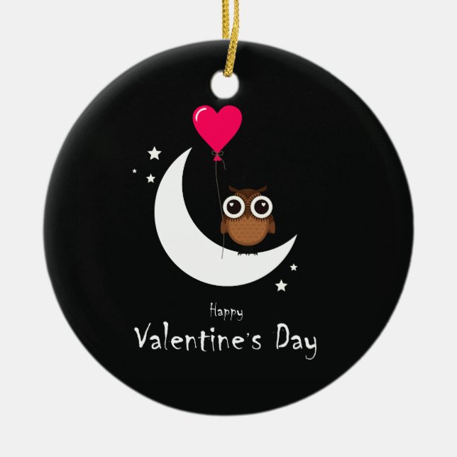 Saint Valentin Chouette mignonne Ornement double f (Devant)