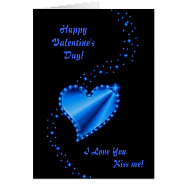Saint-Valentin - Coeur arc-en-ciel bleu sur noir (Devant)