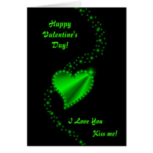Saint-Valentin - coeur arc-en-ciel vert sur noir