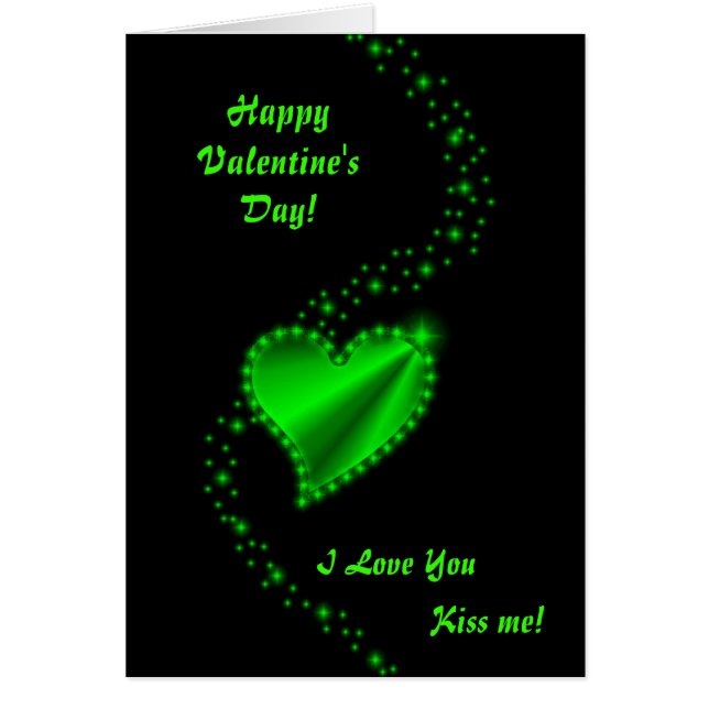 Saint-Valentin - coeur arc-en-ciel vert sur noir (Devant)