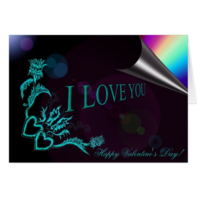 Saint-Valentin - Coeur des fleurs et papillon (Devant horizontal)