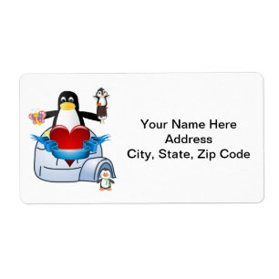 Saint-Valentin Coeur Étiquette Coeur Penguin Coeur