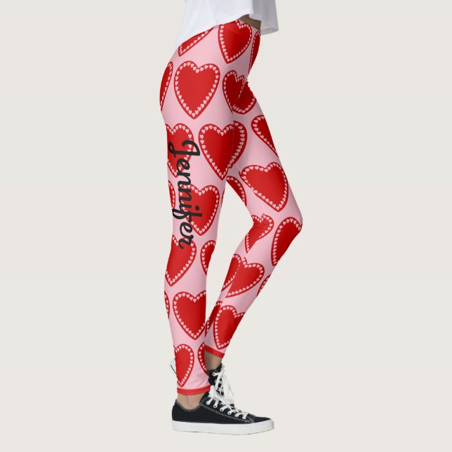 Saint Valentin Coeur Personnalisé Nom Leggings Pan (Droite)