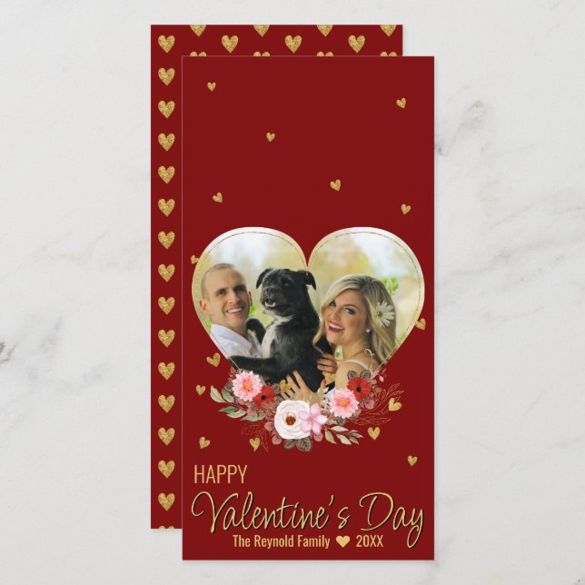 Saint Valentin Coeur Photo Parties scintillant Or  (Devant / Derrière)