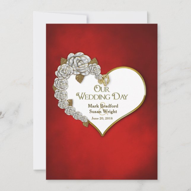 Saint-Valentin Coeur/Rose - Faire-part de mariage  (Devant)