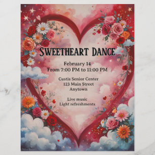 Saint Valentin Coeurs et fleurs dans les nuages Da