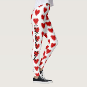 Saint Valentin Coeurs Leggings blancs Pantalons de