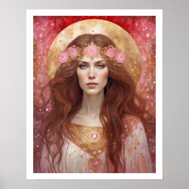 Saint Valentin Coeurs Rose Femme Art Déco (Devant)