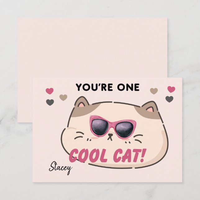 Saint-Valentin de la classe "Tu es un chat cool" (Devant / Derrière)
