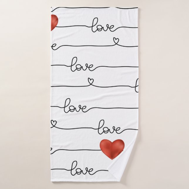 Saint Valentin dessin à la main illustration motif (Serviette de bain)