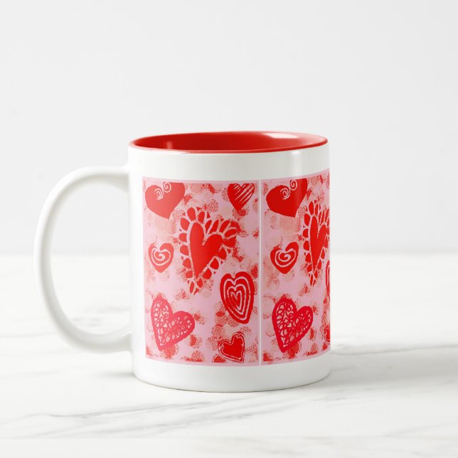 Saint Valentin Doodle Hearts - Beverage Mug (Gauche)