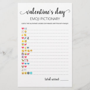 Saint Valentin Emoji Pictionary jeu avec réponses