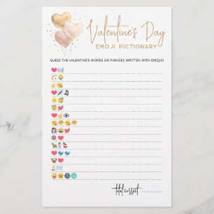 Saint Valentin Emoji Pictionary jeu avec réponses