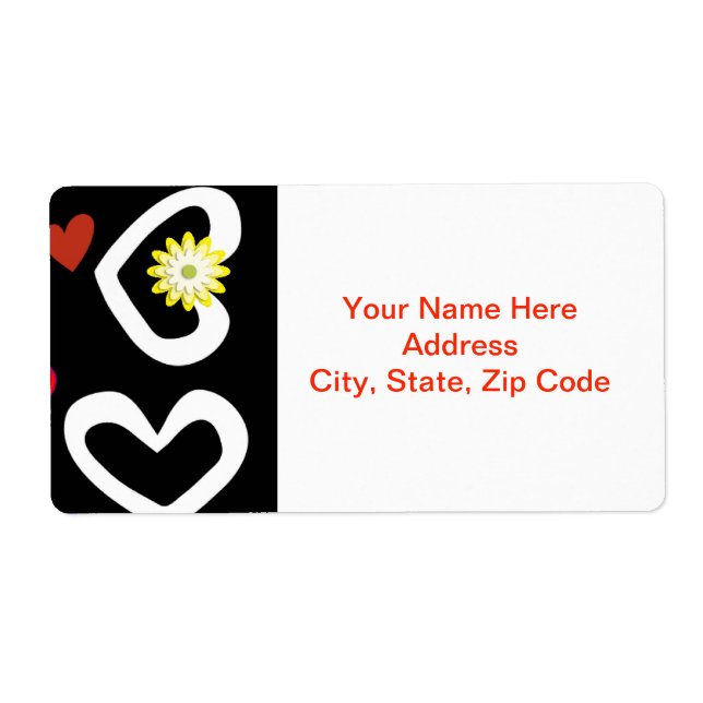 Saint Valentin Étiquette Coeurs blancs Noirs (Devant)