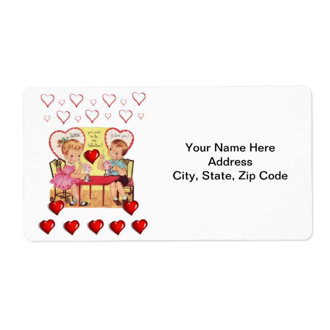 Saint Valentin Étiquette Vintage (Devant)