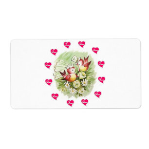 Saint Valentin Étiquette Vintage Bird