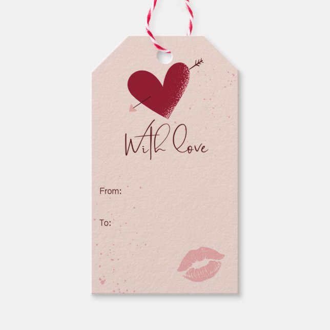 Saint Valentin, étiquettes cadeaux, amour, romanti (Devant)