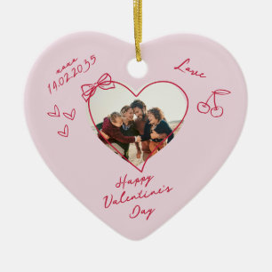 Saint Valentin Famille Photo Ornement de coeur