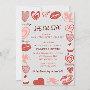 Saint Valentin genre révéler invitation coeurs gri