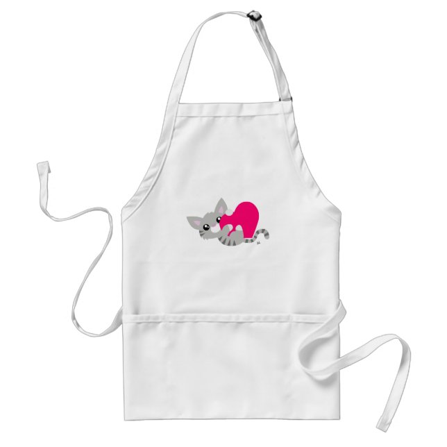 Saint Valentin Gris Kitty Blanc tablier (Devant)