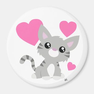 Saint Valentin Gris Kitty Magnet