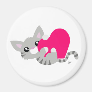 Saint Valentin Gris Kitty Magnet