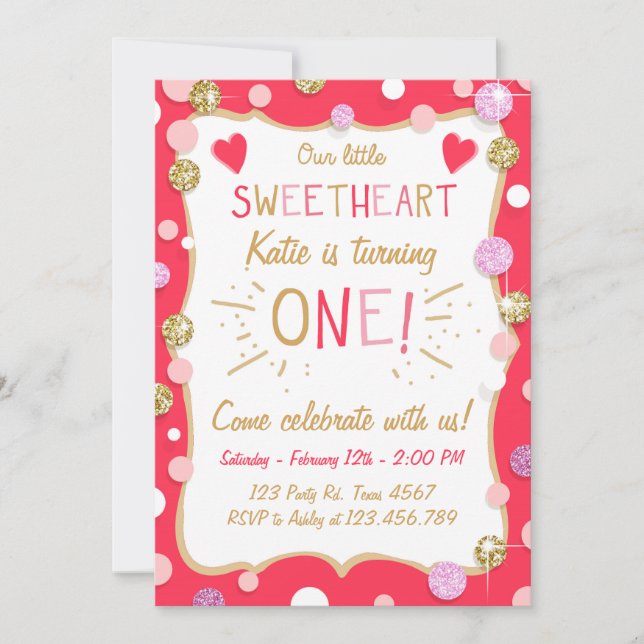 Saint Valentin Invitation Anniversaire Little Swee (Devant)