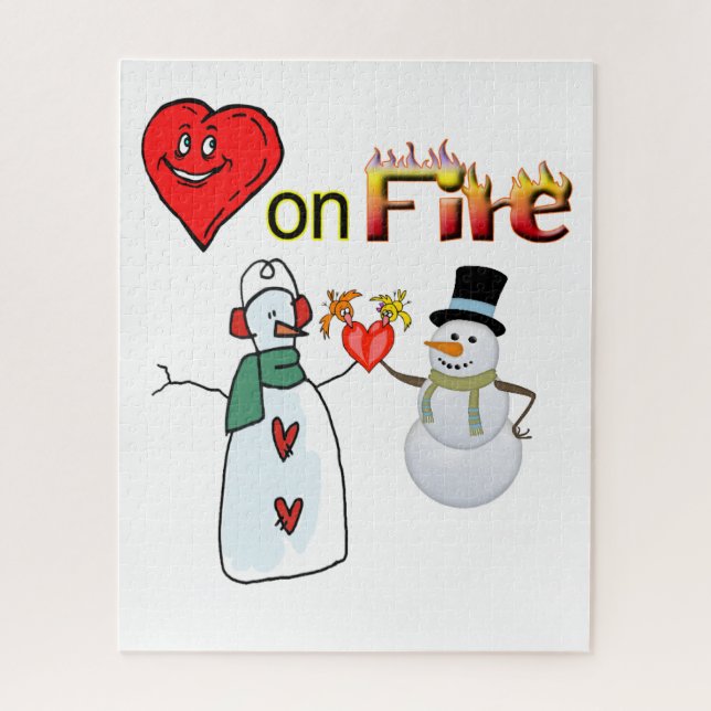 Saint Valentin Jigsaw Puzzle Coeurs incendie Snowm (Vertical)