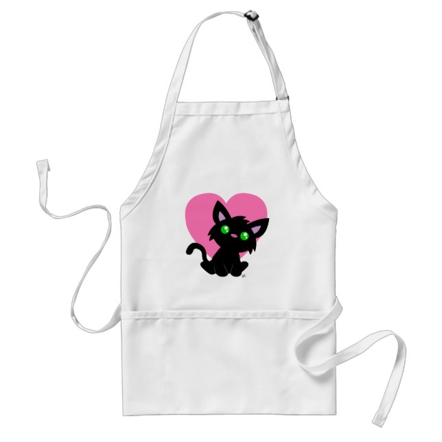 Saint-Valentin Kitty noire tablier blanc (Devant)