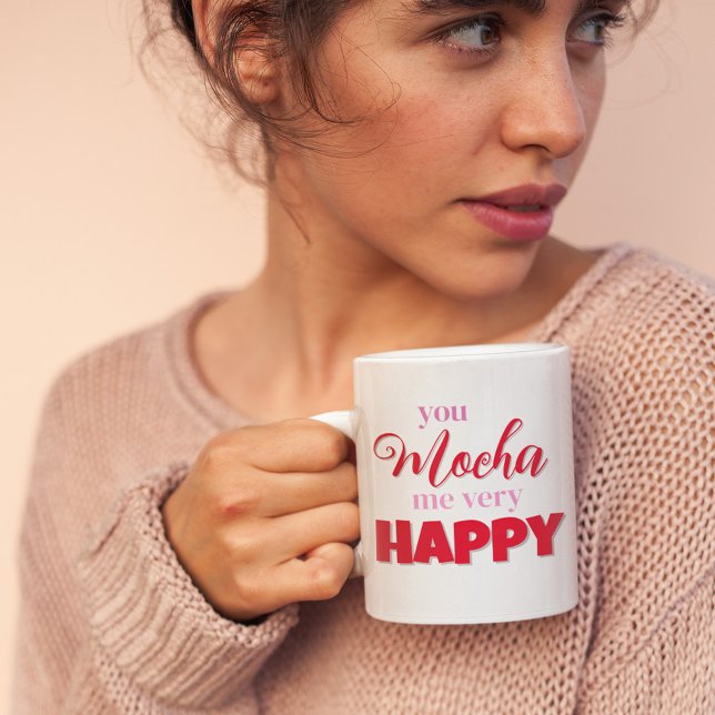 Saint Valentin mignon Mug personnalisé (You Mocha me very happy custom Valentine's Day Mug)