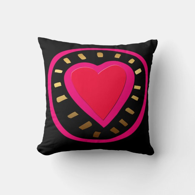 Saint Valentin Moderne Coeur rose 1 Coussin (Recto)