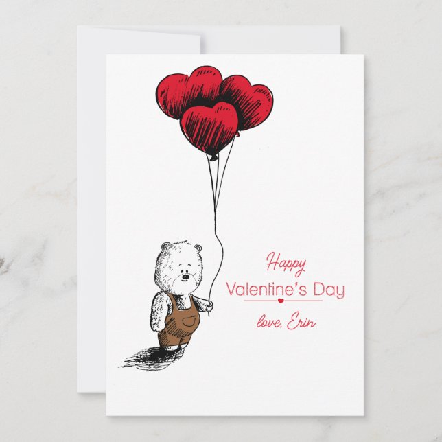 Saint-Valentin Ours en peluche avec carte de ballo (Devant)