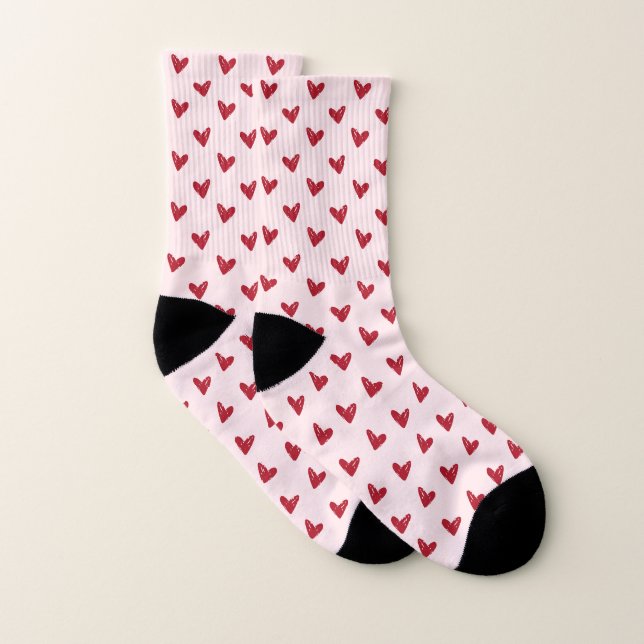 Saint Valentin petit coeur rouge sur le bg rose (Paire)