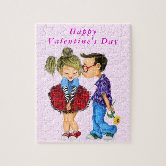 Saint Valentin Puzzle de cadeaux d'amour avec mign (Vertical)