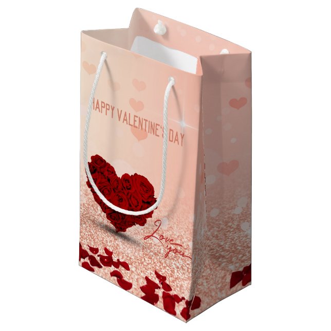 Saint Valentin Rose Bouquet de coeur Petit sac cad (Devant Angle)