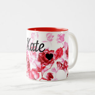 Saint-Valentin Rose rouge Custom Name Mug Cup Tea