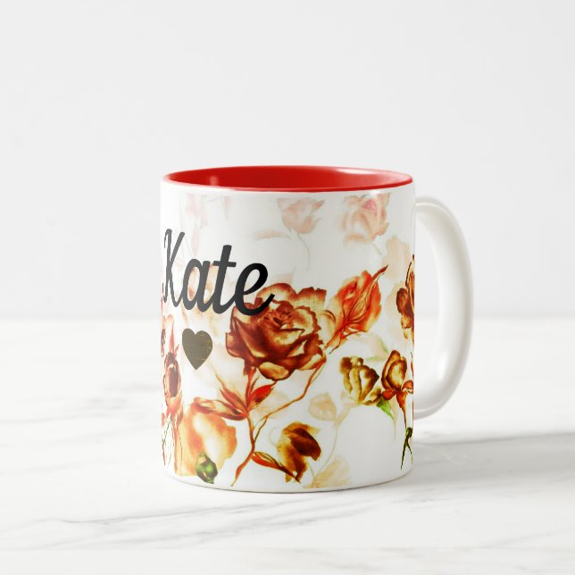 Saint-Valentin Rose rouge Custom Name Mug Cup Tea (Devant droit)