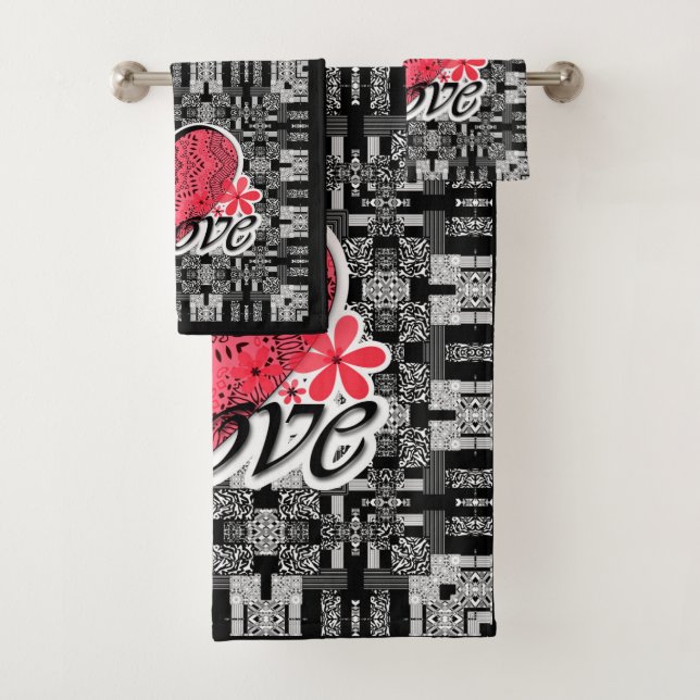 Saint Valentin sans couture Love gris blanc pâté r (En situation)