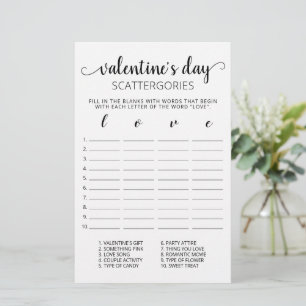 Saint Valentin Scattergories jeu modifiable