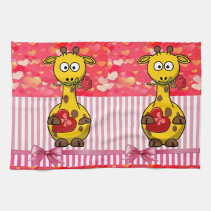 Saint Valentin Serviette de cuisine, Giraffe