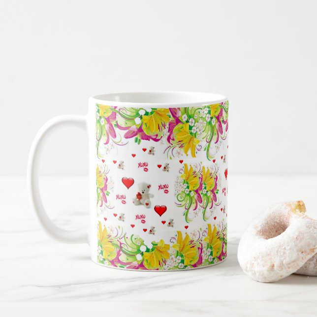 Saint Valentin Teddy Bear Mugs (Avec donut)