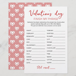 Saint Valentin Terminer mon phrase Editable jeu