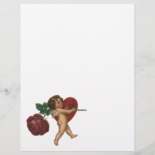 Saint Valentin Vintage Cherub et Rose Victorienne (Devant)