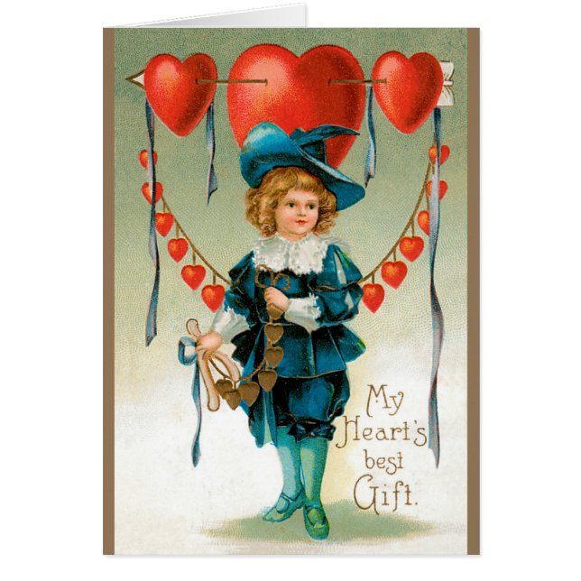 Saint-Valentin vintage, garçon victorien avec des  (Devant)