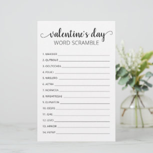 Saint Valentin Word Scramble Jeu partie