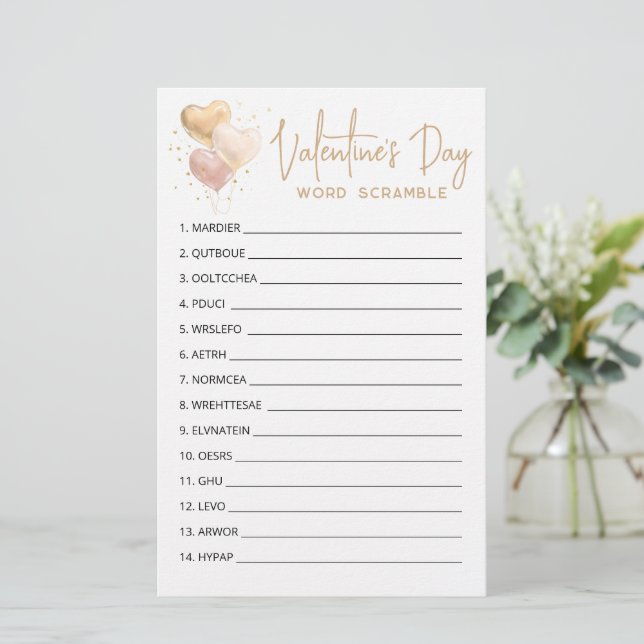 Saint Valentin Word Scramble Jeu partie (Debout devant)