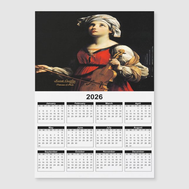 Sainte Cécile Patronne de la Musique Calendrier 20 (Devant)