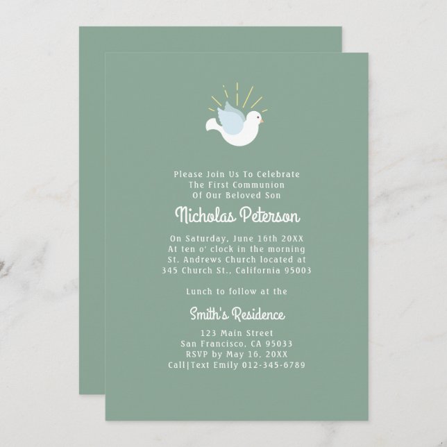 Sainte colombe | Première invitation de confirmati (Devant / Derrière)