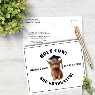Sainte vache ! Carte postale Merci de diplôme